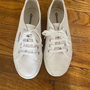 Superga white platform sneakers